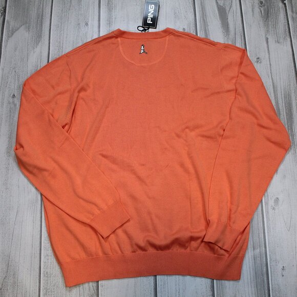 NEW Ping Golf Mens Clubhouse V-neck Sweater - Orange XL - Picture 5 of 7